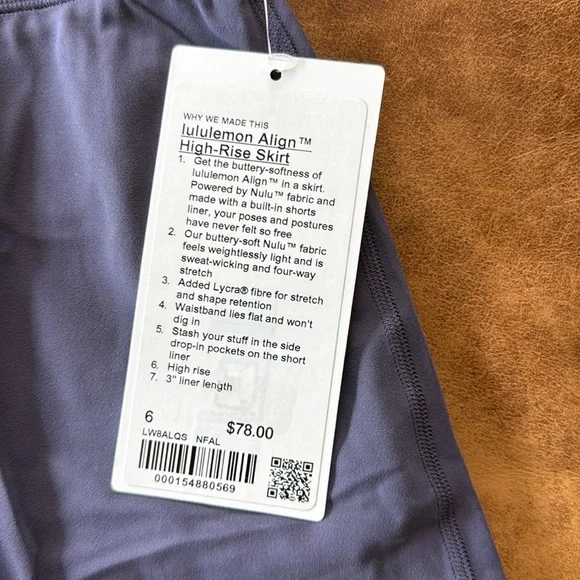 NWT Lululemon Align High-Rise Skirt Sz 6 Nightfall - Picture 4 of 4